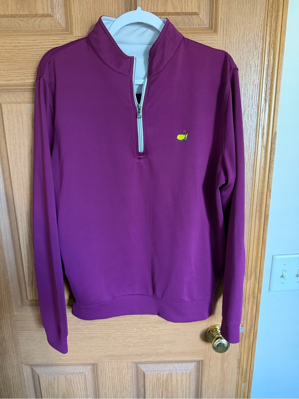 Masters Men's Quarter-Zip Pullover Sweater - Plum with Contrast Zip